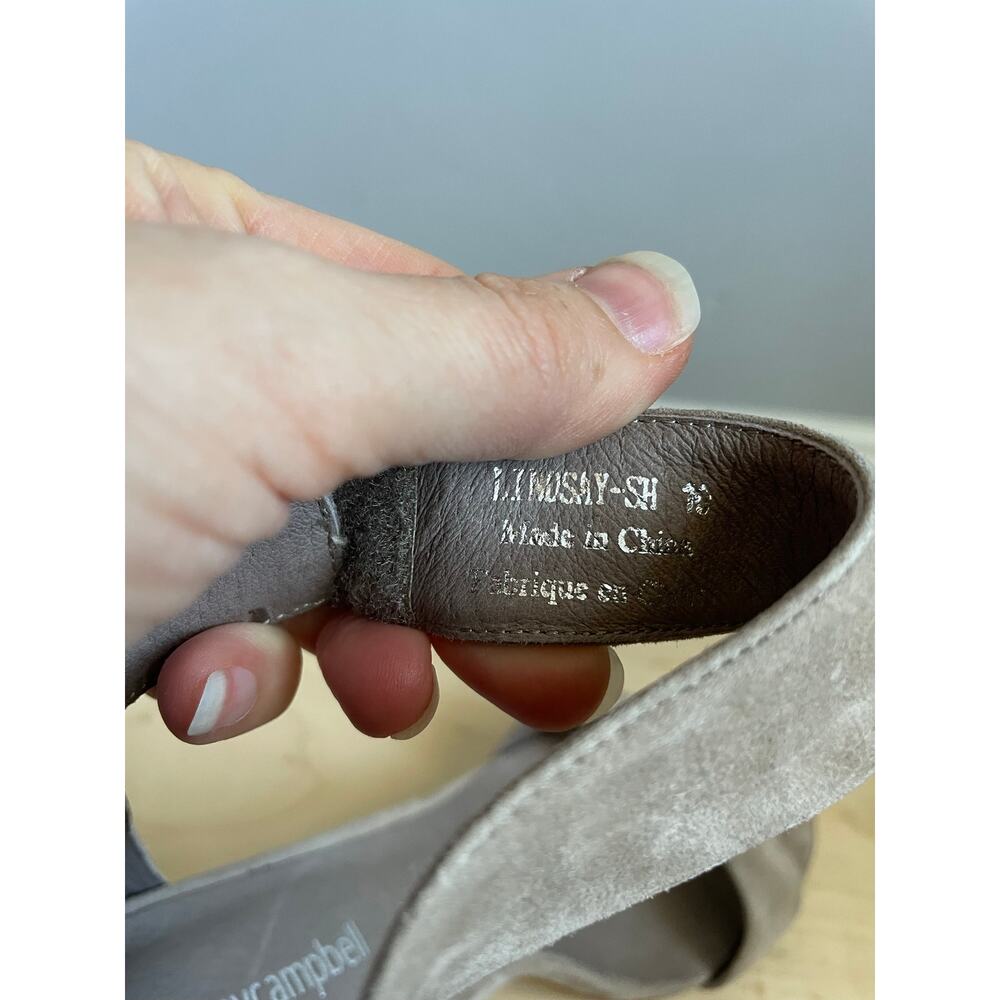 Jeffrey Campbell Lindsay Heels 3.5" sz 10 Suede Leather Nude Lucite Sparkle Heel - Picture 6 of 10